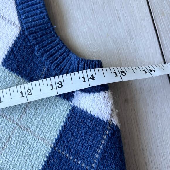 Hollister Argyle Crop Sweater Vest Small Layers Preppy Blue Diamond - Picture 6 of 7